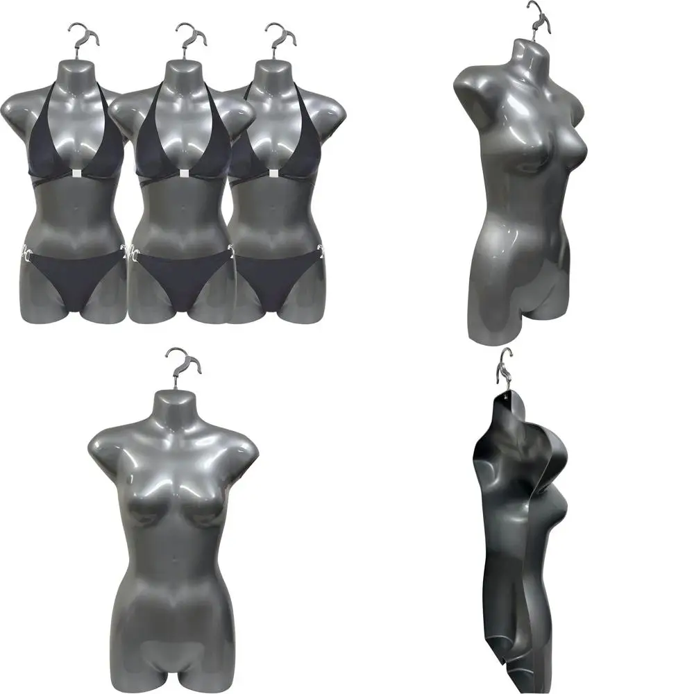 

Stackable Female Mannequin for S-M Clothing, Hip to Hollow Back, with Hanging Hook, Ideal for T-Shirt Displays, Countertop, Crat