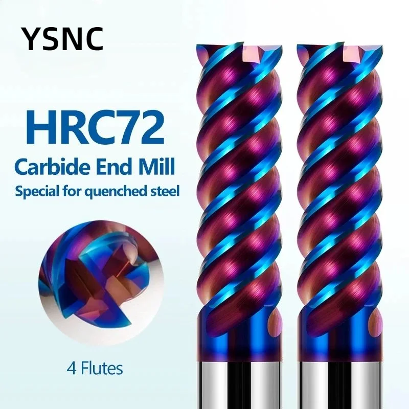 

HRC72 CNC Carbide End Mill Tungsten Cutter 4 Flute Metal Steel Machining Tool Ball End Mill 2 Flute 6 8 12 Shank CNC Router Bit