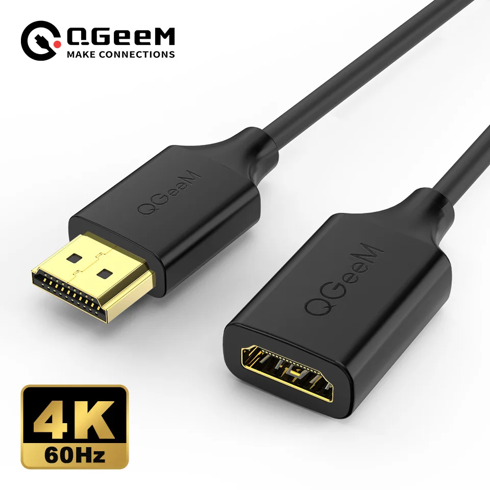 QGeeM 4K HDMI Extension Cable Extender HDMI 2.0 Adapter for Xiaomi Xbox Serries X PS5 PS4 TV Box Laptops HDMI Splitter Wire Cord