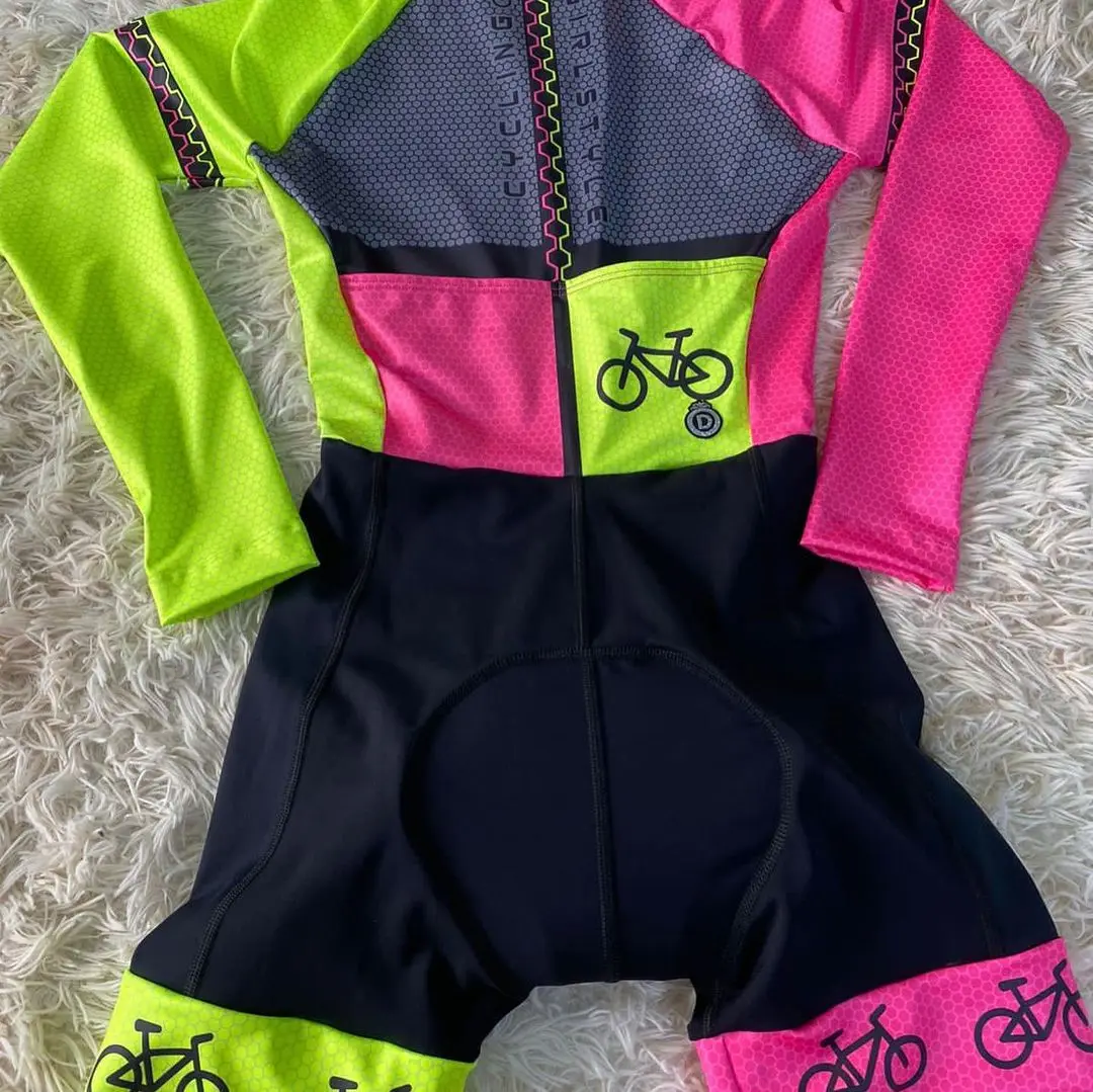 2023 Women's Triathlon long Short Sleeve sleeveless Cycling Jersey Sports Suit Skinsuit Mountain Bike Cycling Jumpsuit dress