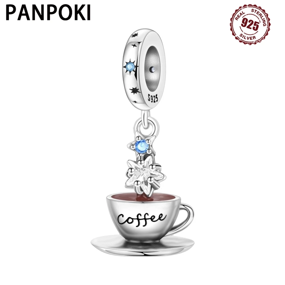 

PANPOKI стерлингового серебра 925 пробы, звезда, кофе, еда, напитки, кулон, подвески, бусины, подходят для браслетов, подарки «сделай сам», ювелирные аксессуары
