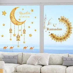 Eid Mubarak Window Sticker 2025 Ramadan Kareem Wall Sticker Muslim Islamic Festival Party Decoration Supplie Electrostatic Decal
