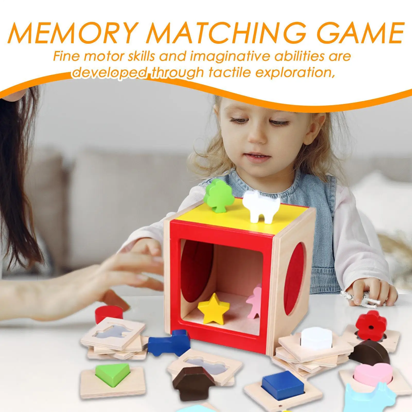 Shape Sorting Toy Wooden Sensory Shape Sorter Table Game Interactive Preschool Educational Learning Toy for Toddler Children
