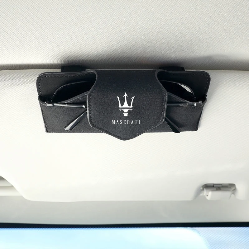 Sudue-caja de gafas para visera de coche, Clip para gafas de sol, tarjetero para Maserati Quattroporte Spyder Levante Coupe GranTurismo