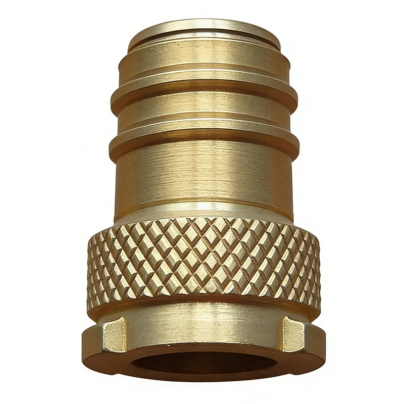 

Precision CNC Machining Service Custom CNC Milling Turning Brass Parts Brass Hose Barb Fitting with Knurled Grip