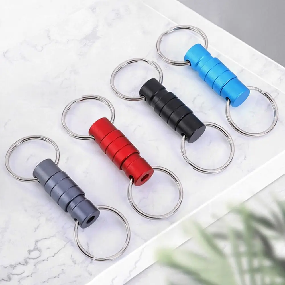 New Double Headed Quick Release Keychain 360° Rotation Aluminum Alloy Detachable Keychain Mini Retractable Keys Fob EDC Tool