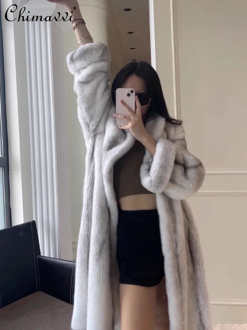 2024 Winter Cross Mink Warm Whole Mink High-end Long Fur Environmentally Friendly Mink Coat For Women