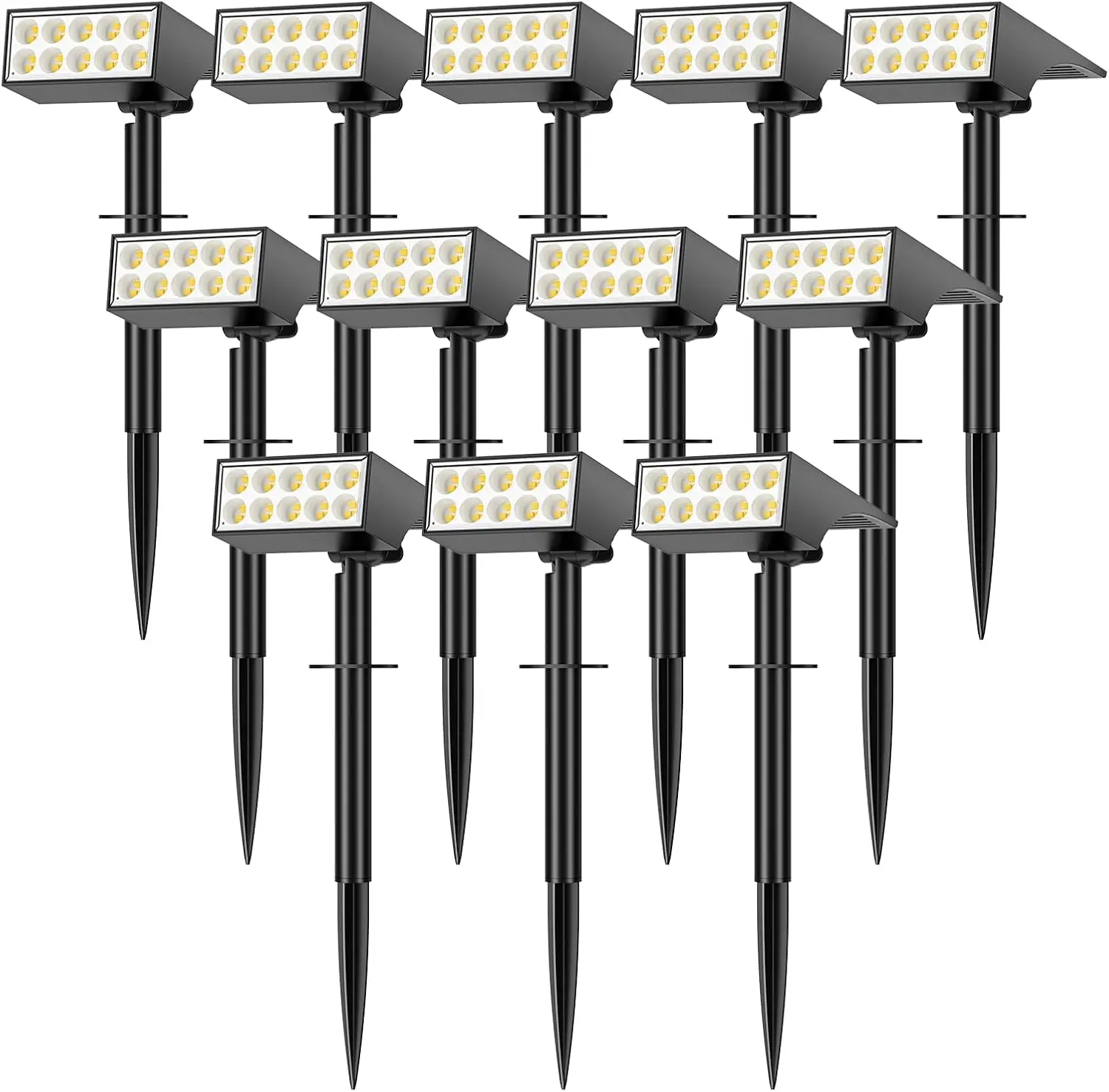 Garden Lights Polycarbonate 8in 4 Light Modes Auto On/Off Spring Black