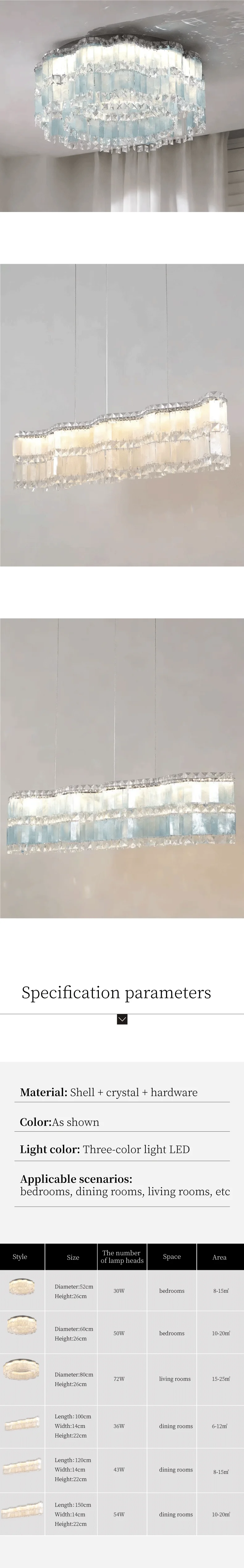 Shell LED E14 Ceiling Lights Crystal Luminaires