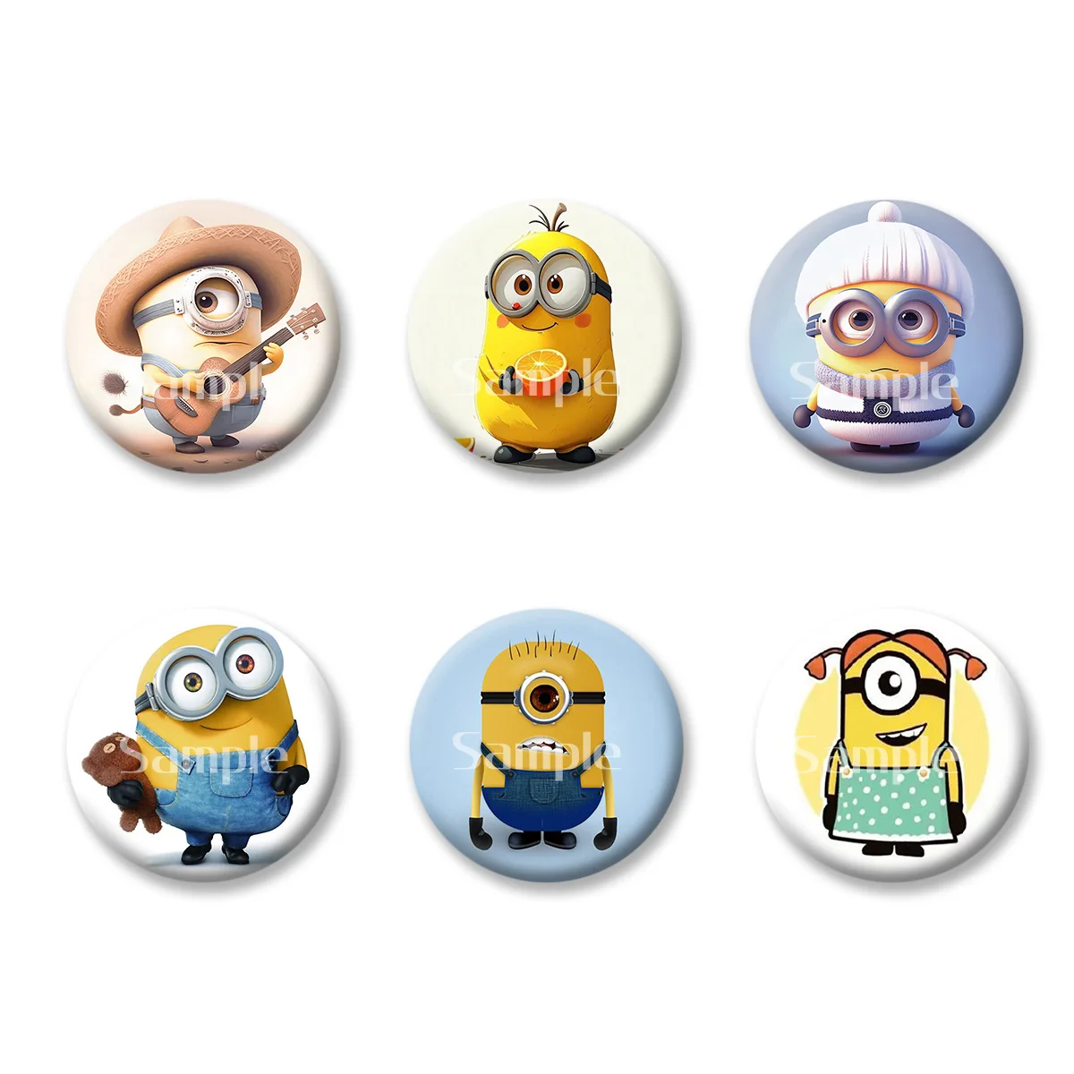 

Despicable Me Minions Medal Flash Badge Keychains Makeup Mirror Fridge Magnet ACG Goods Anime Cartoon Peripherals Birthday Gift
