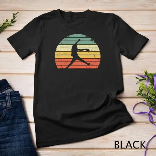 Vintage Softball Shirt Girl Pitching Silhouette Retro Sunset Unisex T-shirt