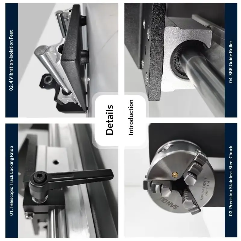 Cyclmotion CNC Laser engraving irregular shape auxiliary fixture telescopic tool degree rotating shaft chuck tail top platform