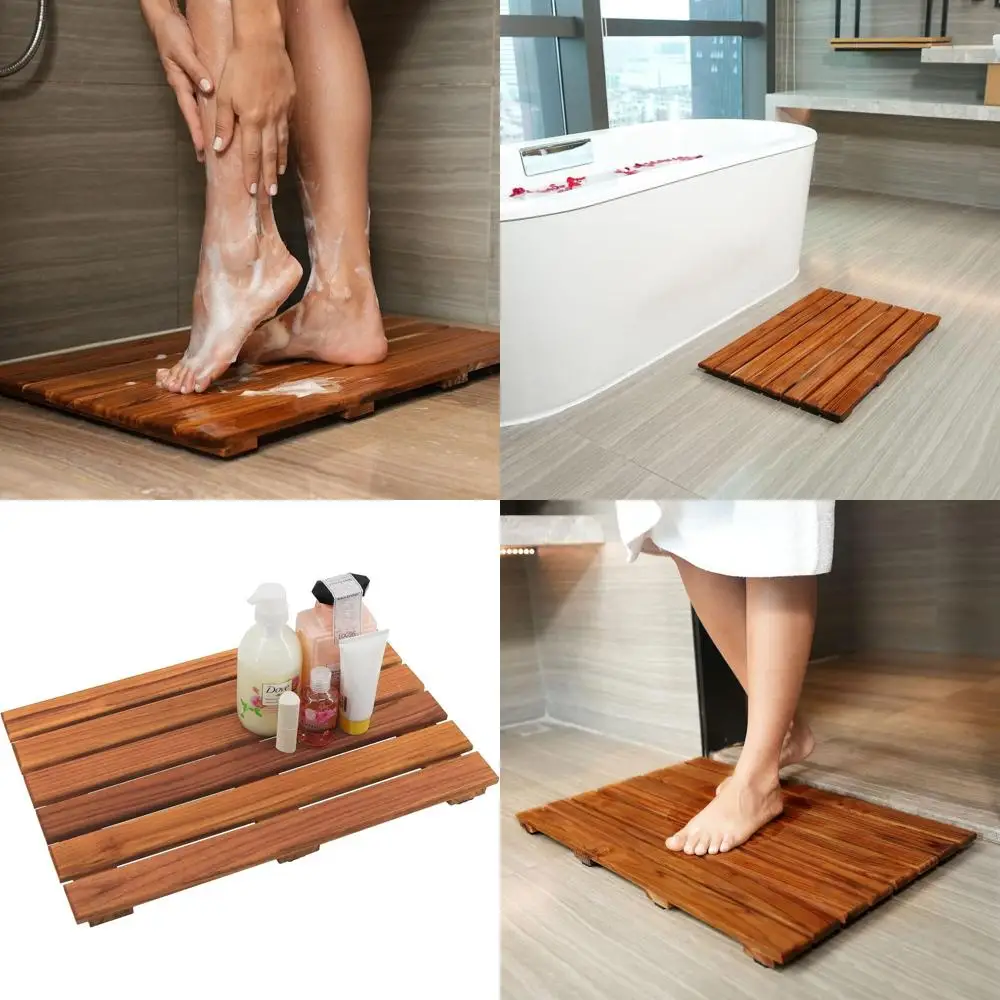 

Anti-Skid Luxury Teak Bath Mat, 20x13 inches, Ideal for Bathtub Use