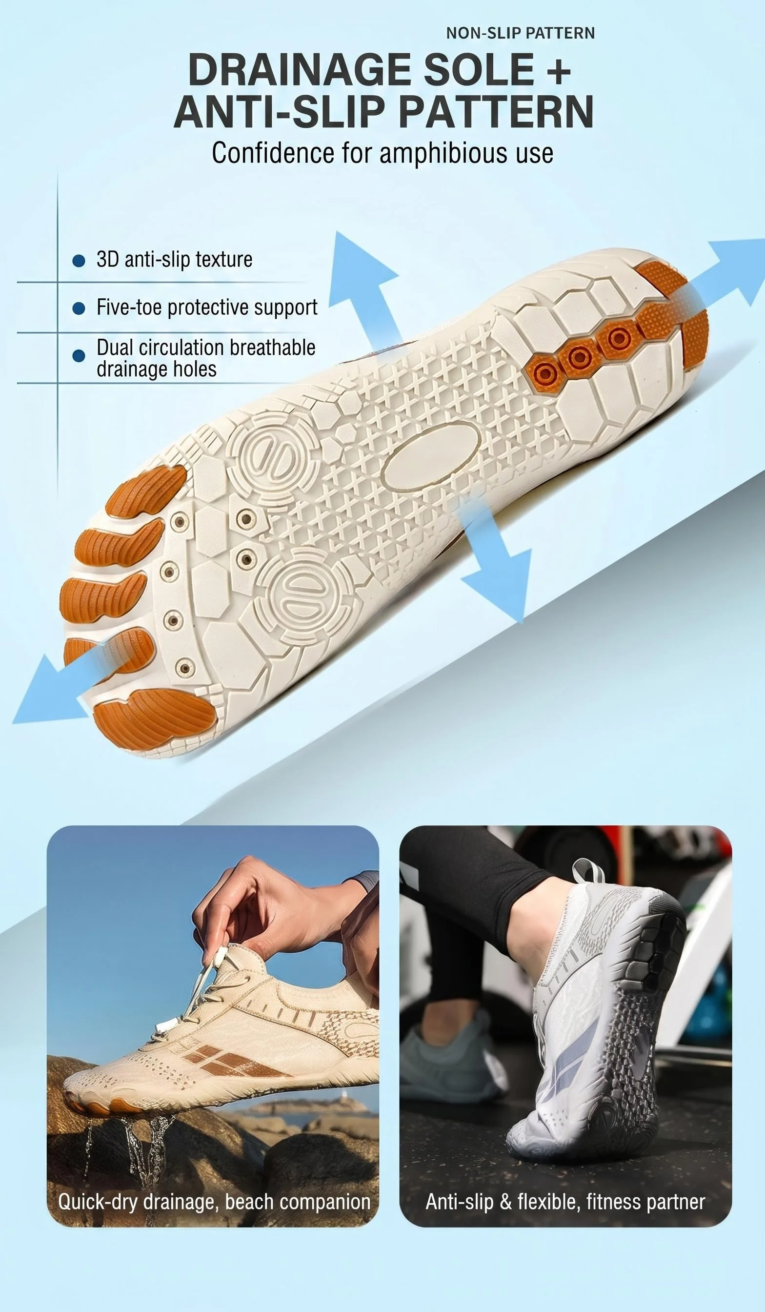 Men's Swimming Shoes, Breathable Non-Slip Quick-Drying Water Shoes, Women's Outdoor Beach Play Indoor Fitness Water Sports Shoes view 5