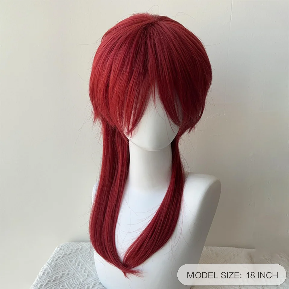 LUPU Wolf tailed Mullet Wig Mullet Head Wigs with Bangs Synthetic Straight Anime Men red Hair Wig for Daily Party Cosplay