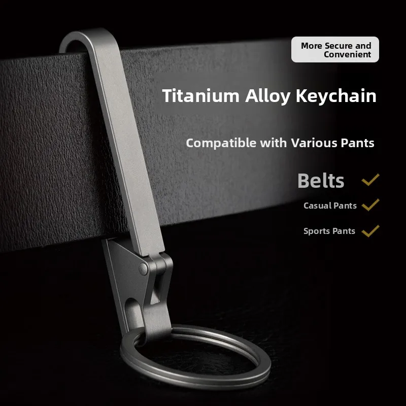 

Ditok Titanium Alloy Keychain Portable Men's Car Key Bule Waist Hanging Leather Key Ring Durable Lost Proof Creative Gift