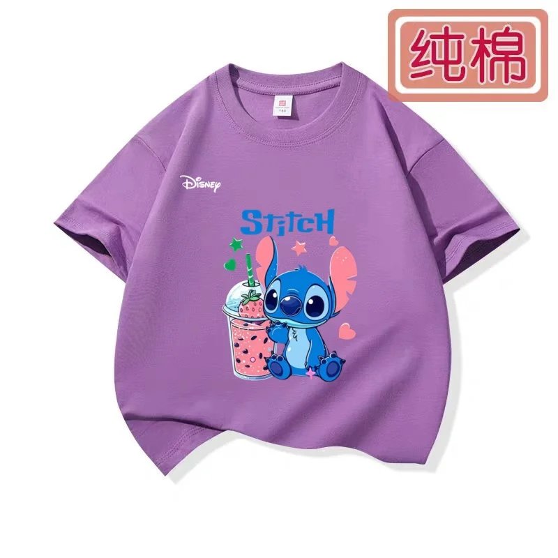 Stitch joint children's T-shirt summer pure cotton boys' short sleeved girls' baby top cartoon printed trendy brand children's c