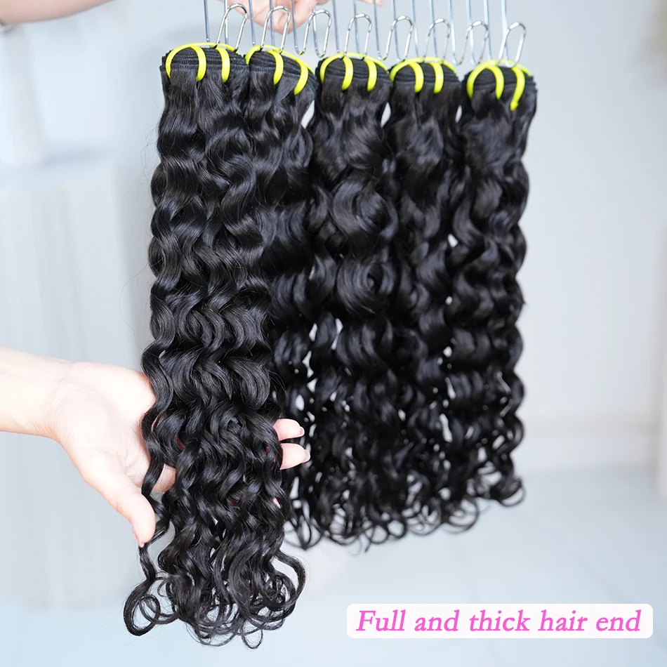 Maki 10A Grade Water Wave 100% Raw Human Hair Bundles 10-30inches Curly Hair Weave Extensions