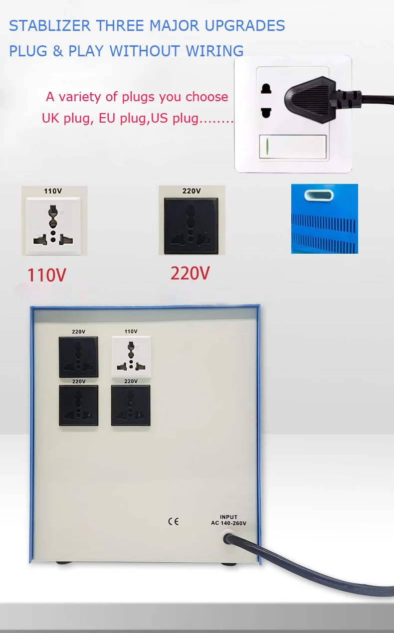 Servo Motor SVC 3000VA 5000VA AVR 110V 220V AC Single Phase Delay protection  Automatic Voltage Regulators Stabilizers view 4
