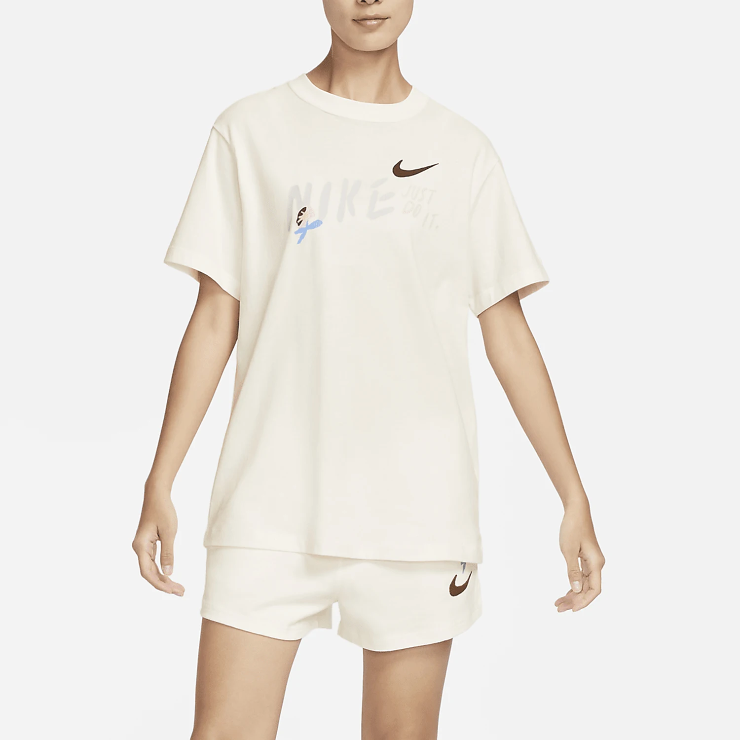 ナイキ-正規品-新品-レディース-スポーツ-カジュアル-ルーズ-ラウンドネック-プリント-半袖-fj7714-133