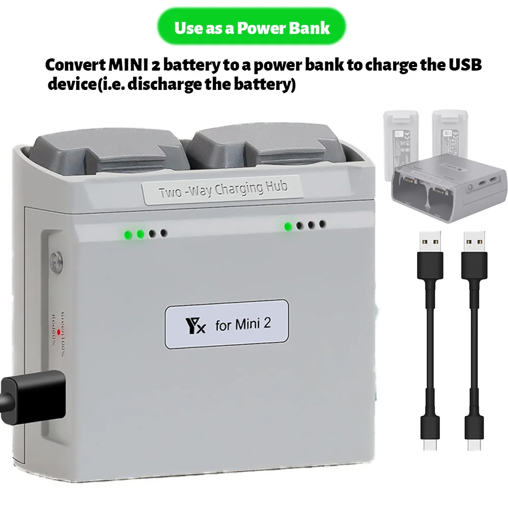 Battery Charger Two Way USB Charging Hub for DJI Mini 2/ DJI Mavic Mini SE Two Charging Ports Battery Charger