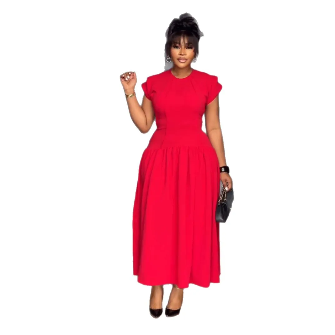 

Red Dashiki African Dresses for Women Elegant African Short Sleeve Polyester Party Evening Long Maxi Dress Ankara Dress Outfits