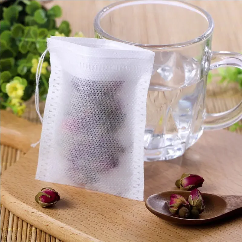 Bolsa de filtro de té desechable de 50/100 piezas, Infusor de té de tela no tejida, con sello de cuerda, bolsa vacía