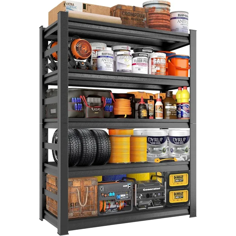 All-Metal Garage Shelving Unit and Storage-Easy Assembly Shelves 5-Tier Rack Steel Waterproof Rust-Resistant Shelves