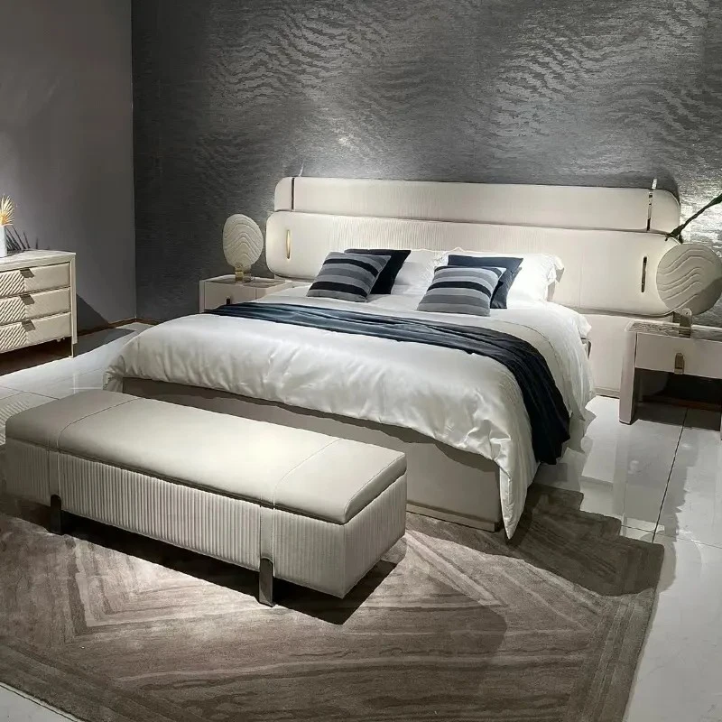 

⁕yMorden Luxury Double Seat Bed for Bedroom Indoor Soft Headboard Bed Furniture Set Customized Furnitures