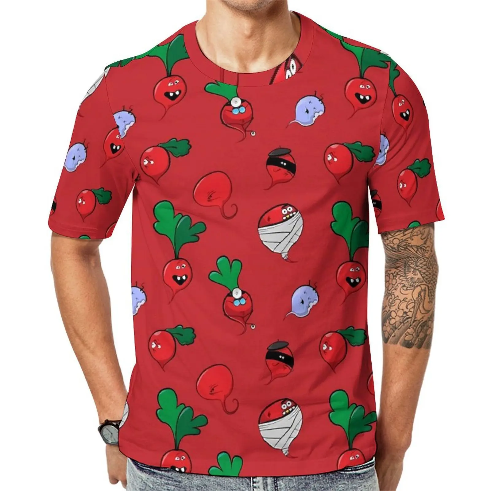 Couple Crazy Radishes T-Shirt Funny Vegetable Fashion T Shirts Short Sleeve Printed Tshirt Hot Sale Beach Oversized Top Tees