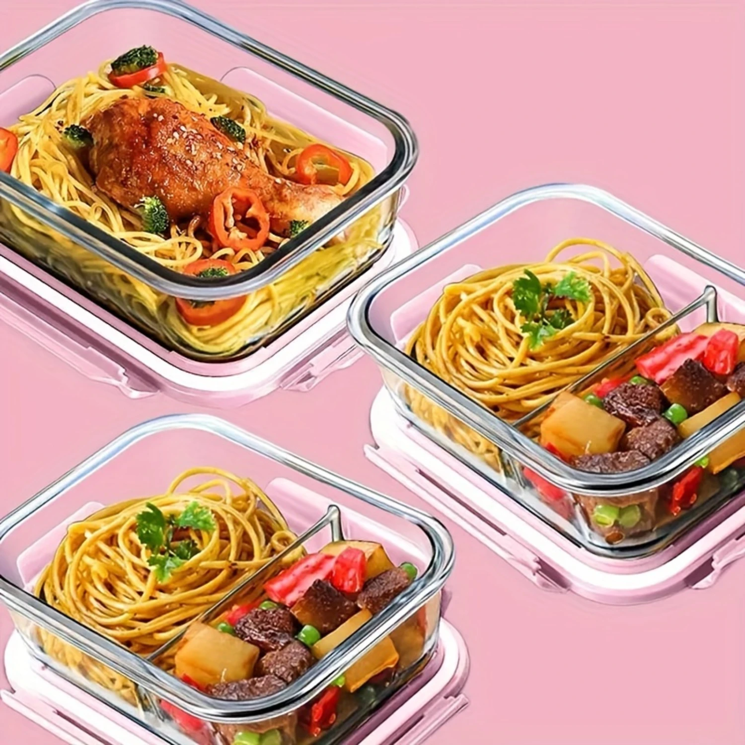 High Borosilicate Glass Bento Box - Microwave Safe, Sealed Insulation For Snacks & Fruits, Square Picnic Lunch Container