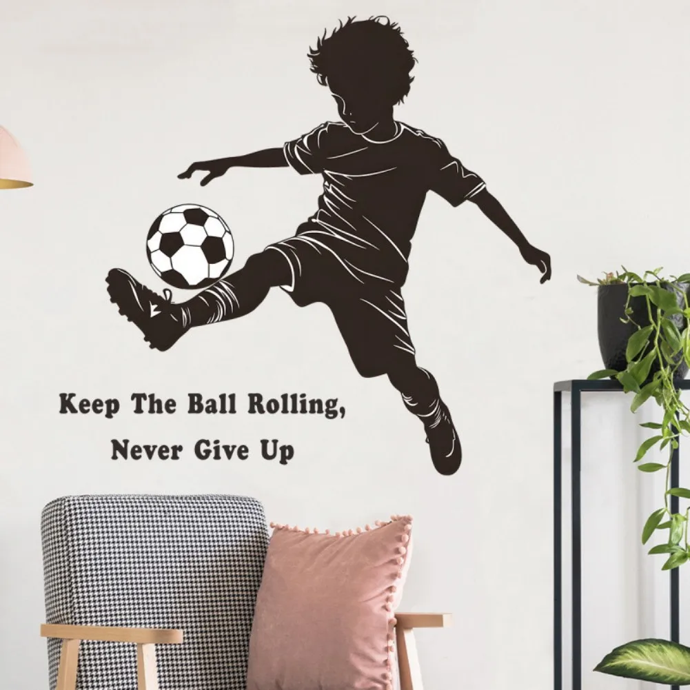 Football Wall Art Vinyl Sticker for Boys - Soccer Design Decal for For childrens Room Walls and Smooth Surfaces