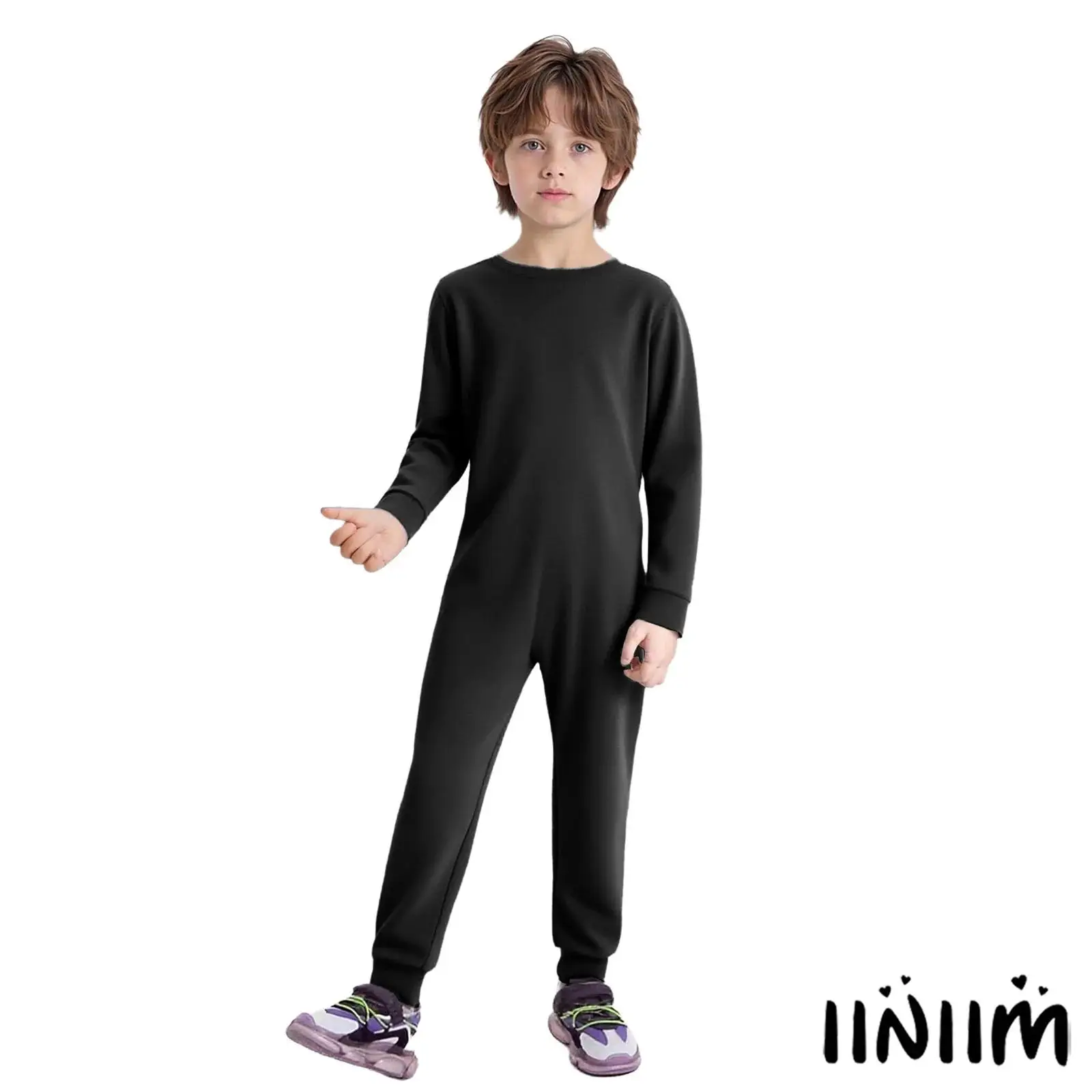 

Unisex Kids Special Needs Adaptive Clothing Round Neck Long Sleeve One Piece Cotton Gymnastics Jumpsuit for Daily Casual Wear
