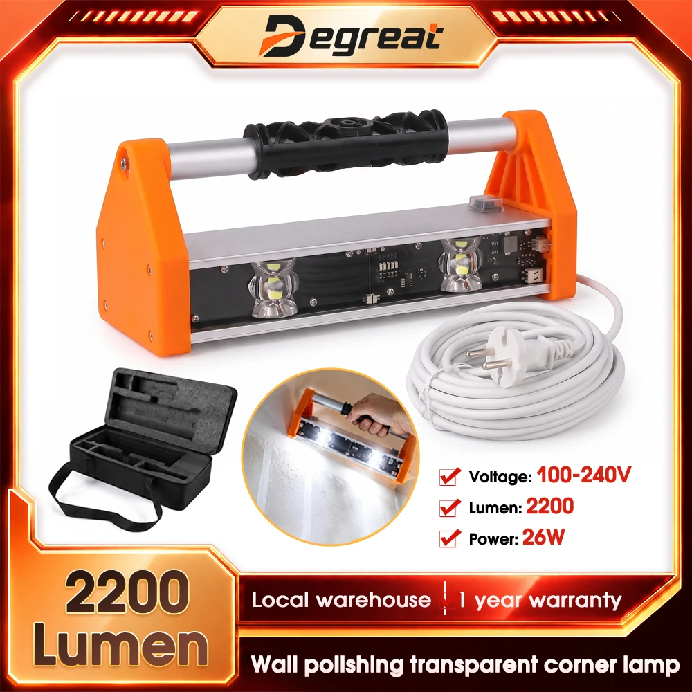 Degreat 2200 Lumen Doppel-LED-Perlen Wandpolier-Arbeitsleuchte 155 °   Ultra-Weitwinkel-Lackprüfleuchte für verbesserte Lackierergebnisse und als Hilfsmittel für die Wandakzeptanz