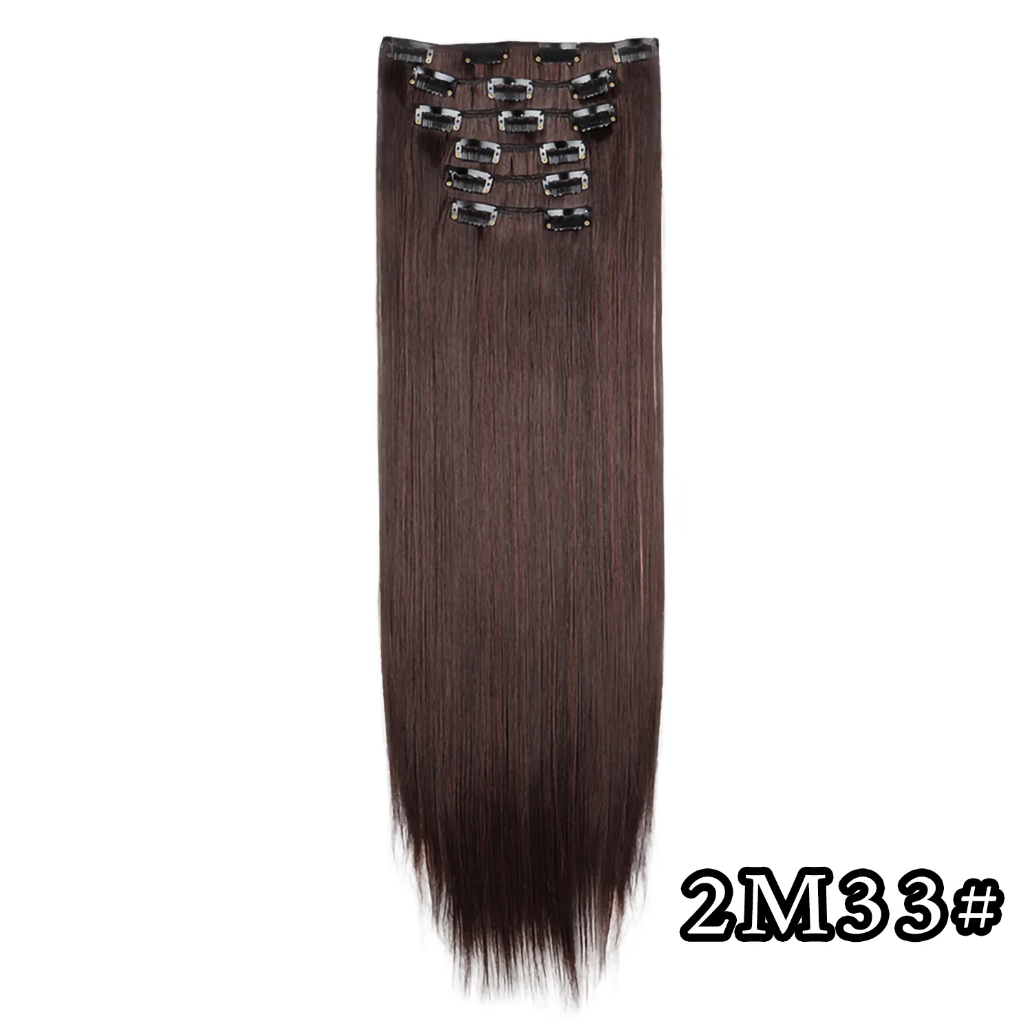 24 Zoll 16 Clips in Haarverlängerungen Lange glatte Frisur Synthetische blonde schwarze Haarteile Hitzebeständiges Kunsthaar Täglicher Gebrauch – Detail 25