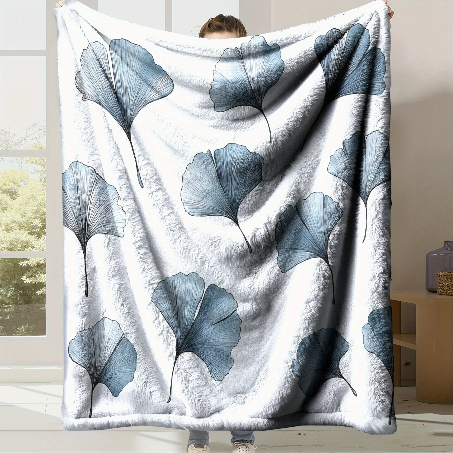 Cozy Throw Blanket Warm Soft Bedspread Realistic Nature Moss Rock Print Couch Bed Travel Office Home Decor
