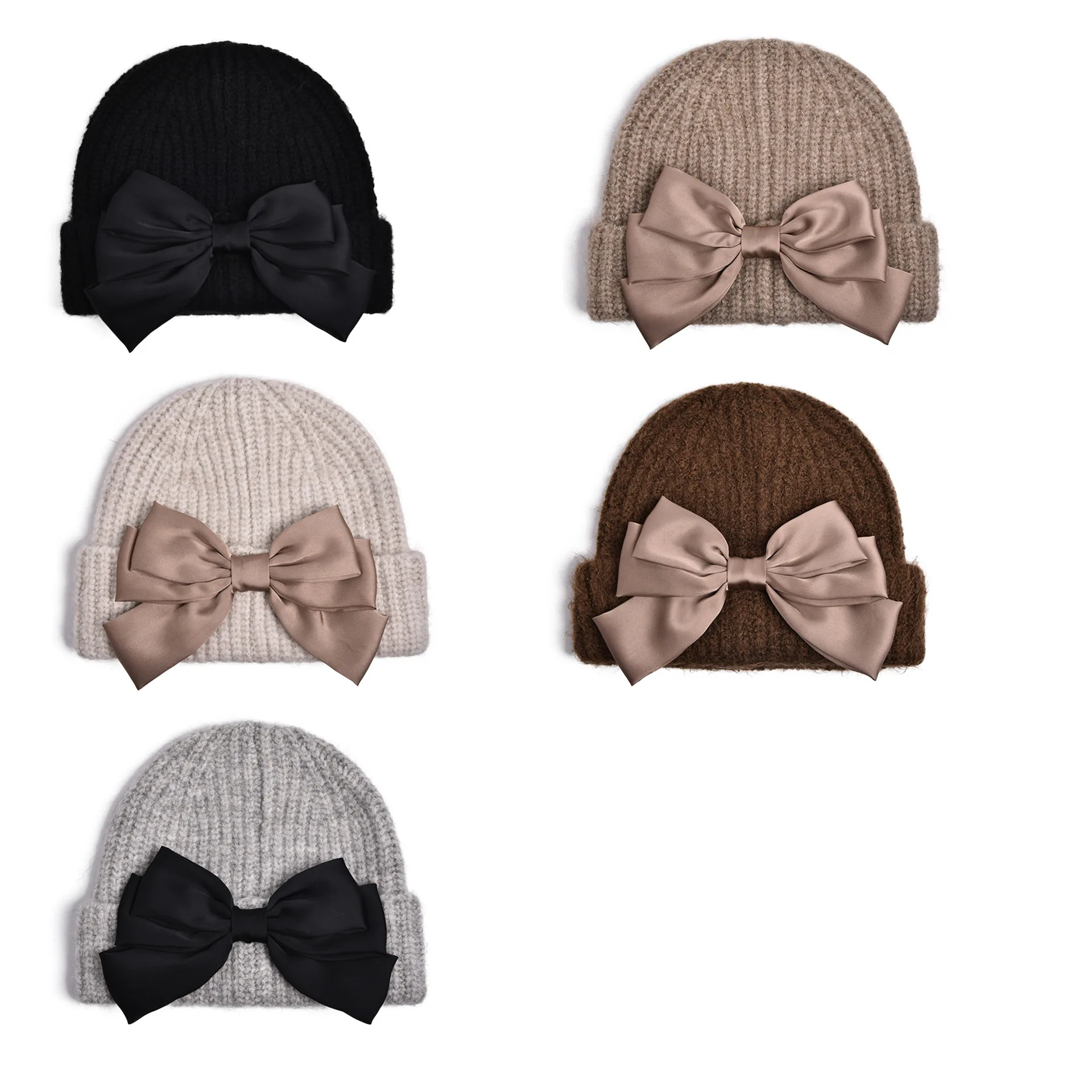 2025 Popular Bow Autumn and Winter Women's Solid Color Hot Selling Warm Knitted Hat Practical and Versatile Cold Hat