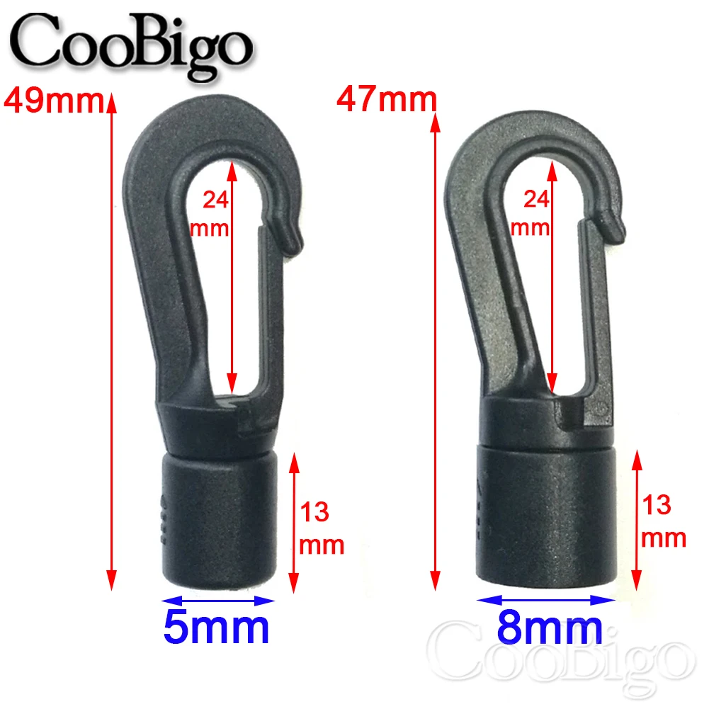 5MM 8MM 10PC Bungee Shock Cord Quick Connect Hooks Hanging Ends Clip for Kayak Canoe Boat Dinghy Rib DIY Elastic Cord Rope