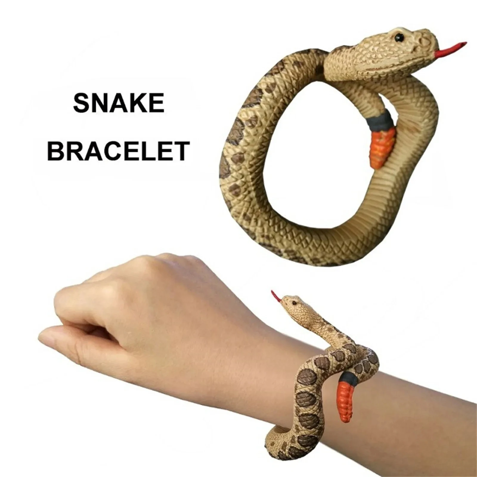 Halloween toy snake bracelet PVC simulation snake wrist band fake snake wristband prank toys scary party supplies realistic toy