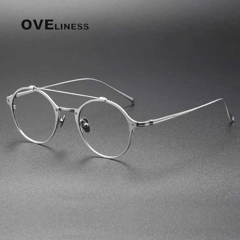 

2024 Pure Titanium Glasses Frame for Men women Retro Vintage Round Eyeglasses frames Male Men's female full Eyewear spectacles