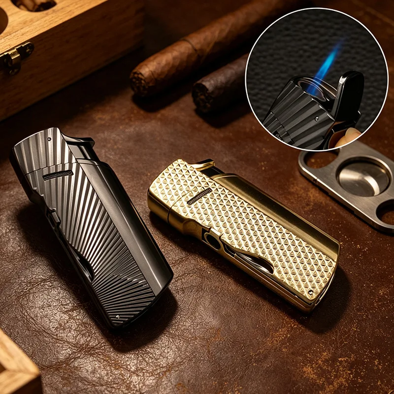Honest Torch Lighter Butane Refillable Windproof Cigar Lighter with Puncher Cigar Tools Jet Flame Metal Lighter for Men