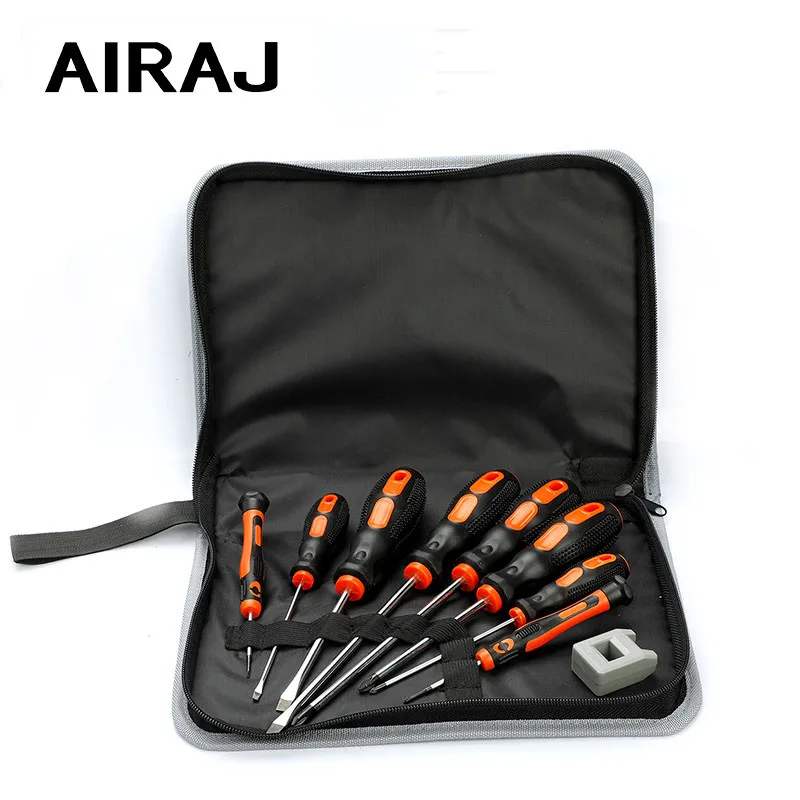 AIRAJ 6/8/10 Pcs Screwdriver Set Multifunctional Appliance Parts Repair Hand Tool One Word Cross With Magnetizer and Storage Bag