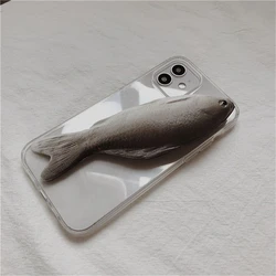 Funny 3D Salted Fish Clear Phone Case for iPhone 16 15 13 12 11 14 Pro Max Xs Xr 7 8 Plus SE 2020 X SE Soft Coque