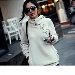 2024 Spring Autumn Arrival Womens Hoodies Long Fashion Chic Slanting Zipper Decorated Moleton Feminino Inverno Free Shipping