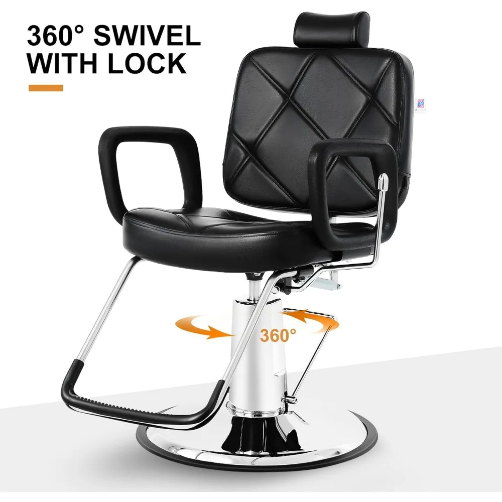 Hydraulic Recline Barber Chair Salon Chair for Hair Stylist Heavy Duty Tattoo Chair Shampoo Beauty Salon Equipment Left Handed