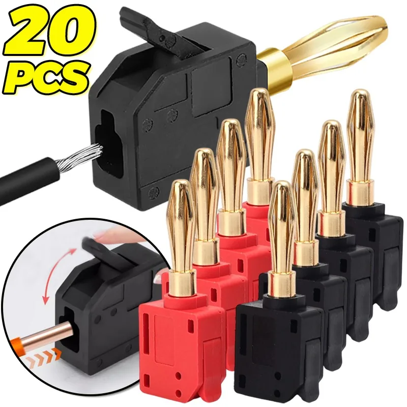 

20/1 шт., беспаяный штекер типа «банан», портативный сильноточный клеммный блок для быстрого подключения для аудио-музыки, динамика с прямой вставкой