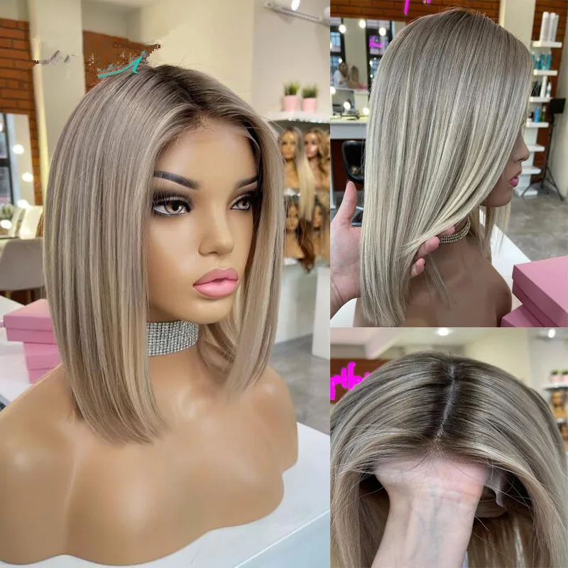 wig-ash-blonde-with-natural-roots-straight-wigs-synthetic-fibre-mixed-5-human-hair-wig-realistic-full-wig-hd-short-bob-wigs