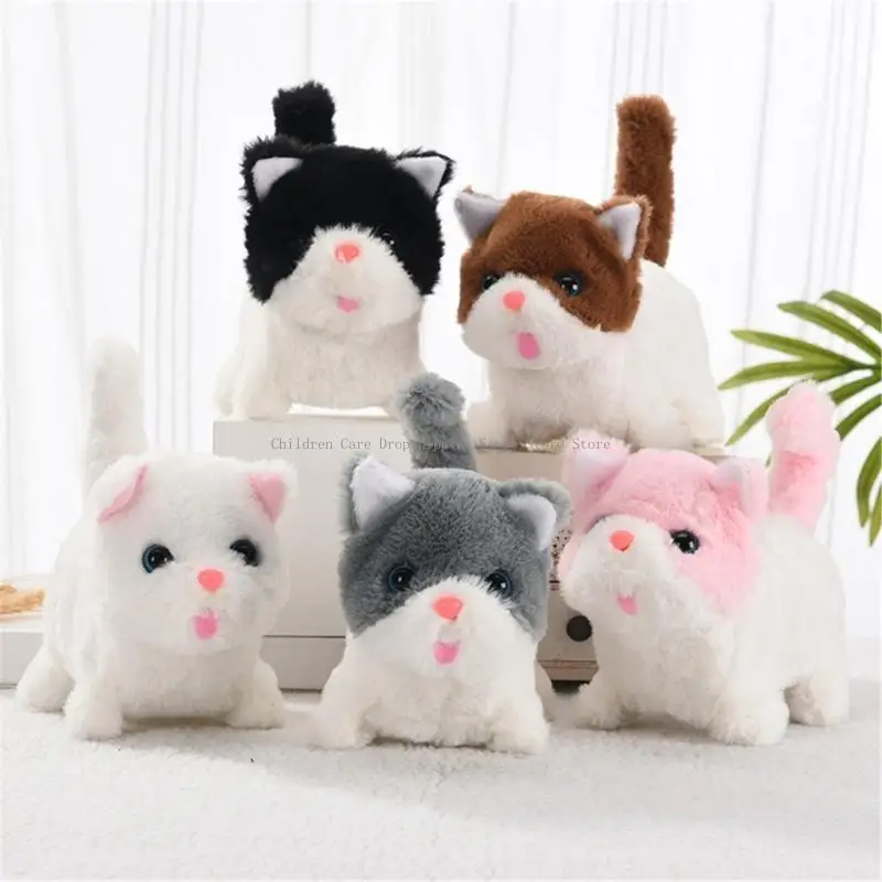 Lopend kattenspeelgoed Elektronisch interactief pluche huisdier Wandelen Miauwen Geweldige cadeaus voor kinderen, jongens en