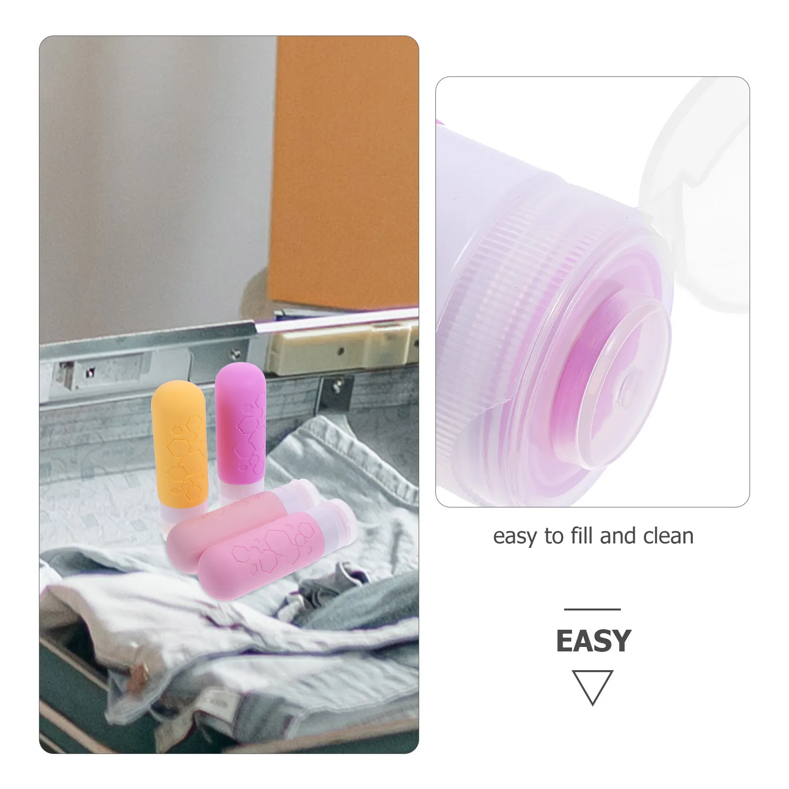 Garrafas de viagem de silicone, 4 unidades, à prova de vazamento, produtos de higiene pessoal, recipientes recarregáveis, 90ml, tamanho portátil, conjunto para shampoo, loção