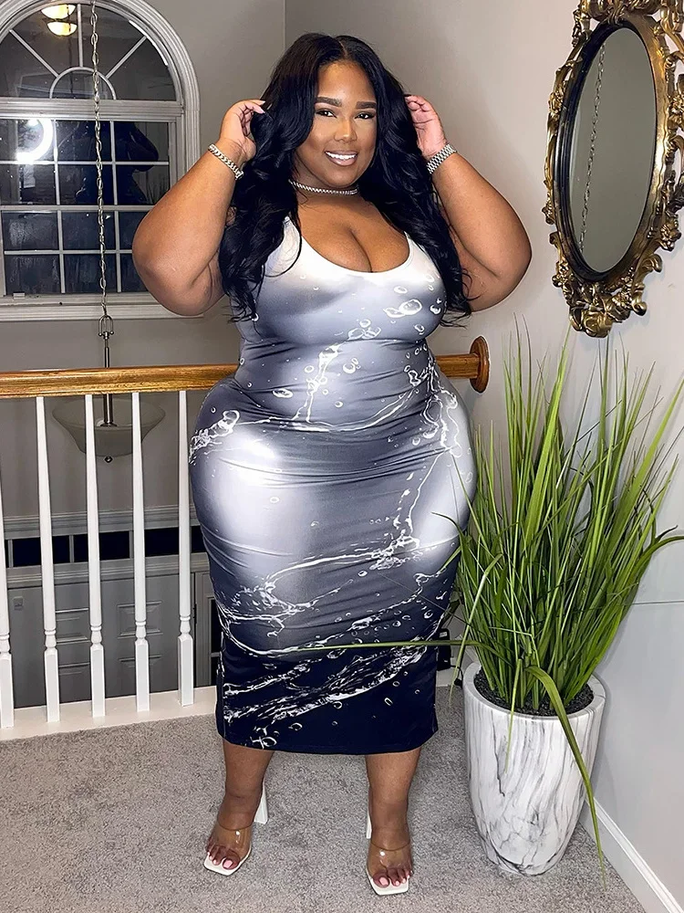 فستان Wmstar مقاس كبير برقبة دائرية بدون أكمام ملابس نسائية فساتين ماكسي غير رسمية جديدة في الصيف بالجملة دروبشيبينغ